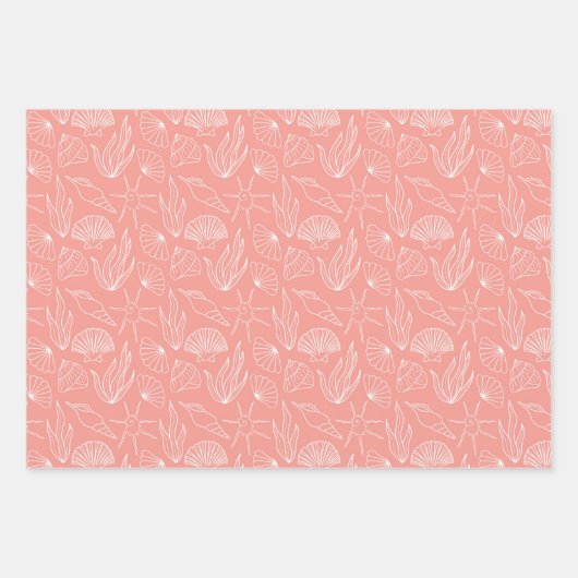 Koraal voor zomerbakken inpakpapier vel (Voorkant 2)