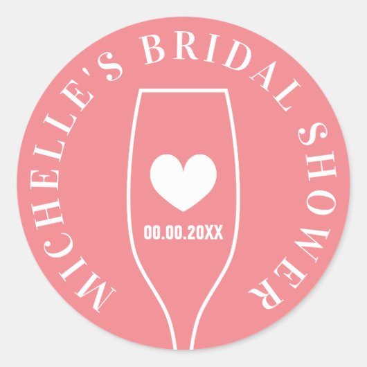 Koraal vrijgezellenfeest stickers met wijnglas log (Voorkant)