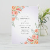 Koraal Watermeloen Eucalyptus Bruiloft Kaart (Staand voorkant)