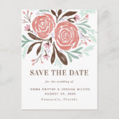 Koraal Waterverf bijtend Roos Aankondigingskaart (Voorkant)