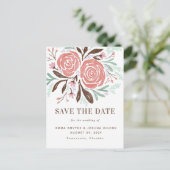 Koraal Waterverf bijtend Roos Aankondigingskaart (Staand voorkant)