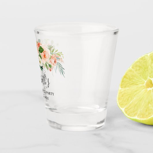 Koraal Waterverf Bloemen Bachelorette Party Shot Glas (Rechts)