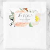 Koraal Waterverf Bloemen Bruiloft Dank u Rechthoekige Sticker (Tas)
