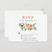 Koraal Waterverf Bloemen Elegant RSVP Kaartje (Voorkant / Achterkant)