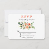 Koraal Waterverf Bloemen Elegant RSVP Kaartje (Voorkant)