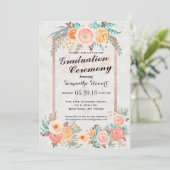 Koraal Waterverf Bloemen en Goud Afstuderen Kaart (Staand voorkant)