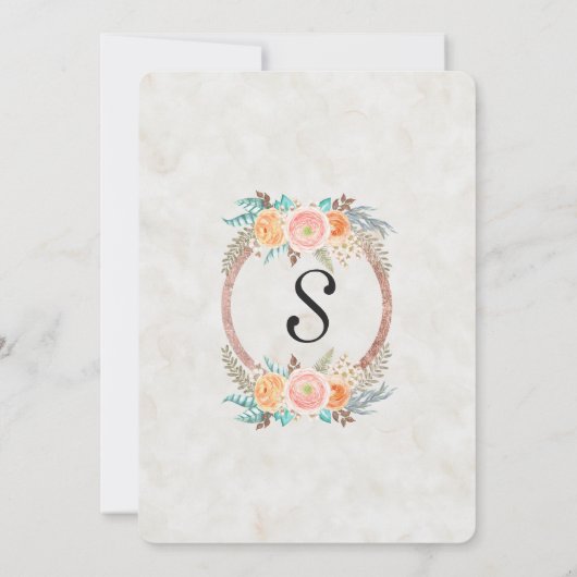 Koraal Waterverf Bloemen en Gouden Bachelorette Kaart (Achterkant)