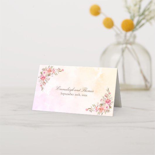 Koraal Waterverf Bloemen Plaatskaartje (Achterkant)