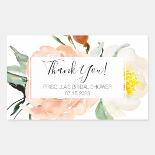 Koraal Waterverf Bloemen Vrijgezellenfeest Dank u Rechthoekige Sticker