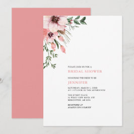 Koraal Waterverf Blowers Bridal Shower Invitation Kaart