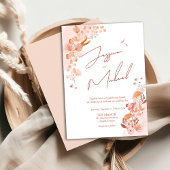 Koraal Waterverf Boho Elegant Script Wedding Kaart
