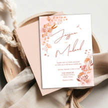 Koraal Waterverf Boho Elegant Script Wedding