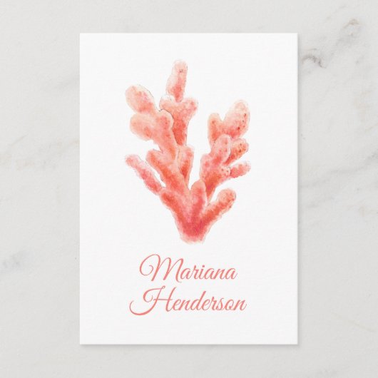 Koraal waterverf bruiloft eenzijdige kunst gastenk informatiekaartje (Voorkant)