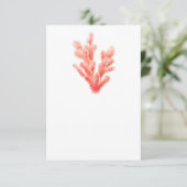 Koraal waterverf bruiloft eenzijdige kunst informatiekaartje (Staand voorkant)