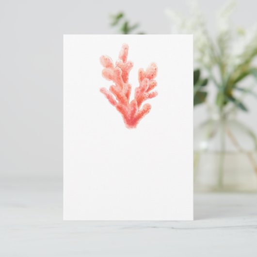 Koraal waterverf bruiloft eenzijdige kunst informatiekaartje (Staand voorkant)