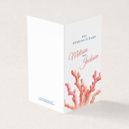 Koraal waterverf bruiloft kaart en details kaart