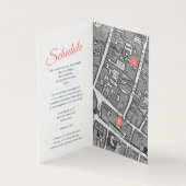 Koraal waterverf bruiloft kaart en details kaart (Binnen)