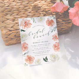 Koraal Waterverf Floral Bridal Brunch Shower Uitnodiging Briefkaart