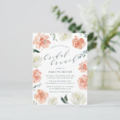 Koraal Waterverf Floral Bridal Brunch Shower Uitnodiging Briefkaart (Staand voorkant)