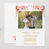 Koraal Waterverf Floral Foto Weddenschap Gold Kaart (Voorkant / Achterkant)