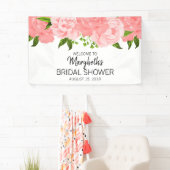 Koraal Waterverf Floral Vrijgezellenfeest Banner (Insitu)