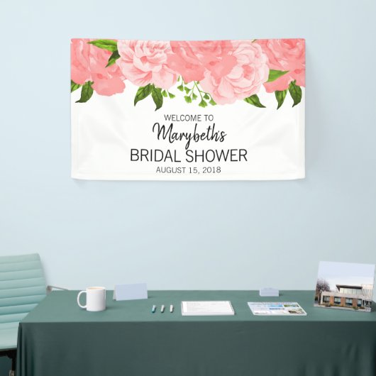 Koraal Waterverf Floral Vrijgezellenfeest Banner (Beurs)