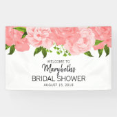 Koraal Waterverf Floral Vrijgezellenfeest Banner (Horizontaal)