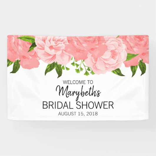 Koraal Waterverf Floral Vrijgezellenfeest Banner (Horizontaal)