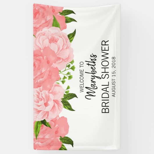 Koraal Waterverf Floral Vrijgezellenfeest Banner (Verticaal)