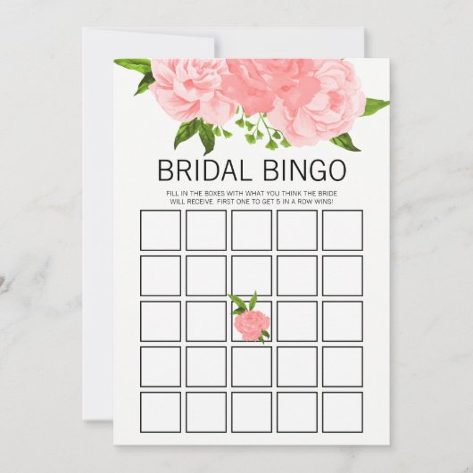 Koraal Waterverf Floral Vrijgezellenfeest Bingo Ga Kaart (Voorkant)