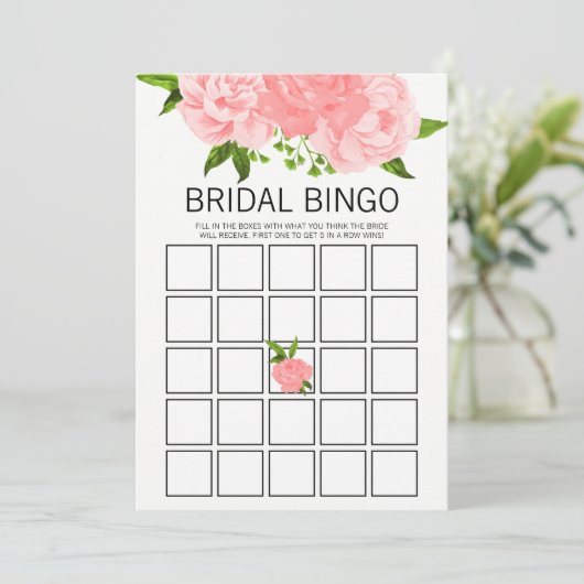 Koraal Waterverf Floral Vrijgezellenfeest Bingo Ga Kaart (Staand voorkant)