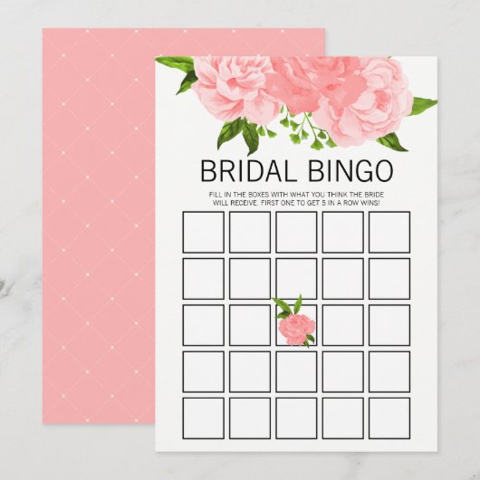 Koraal Waterverf Floral Vrijgezellenfeest Bingo Ga Kaart (Voorkant / Achterkant)