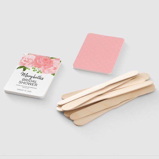 Koraal Waterverf Floral Vrijgezellenfeest Hand Fan Handwaaier (Niet-gemonteerd)