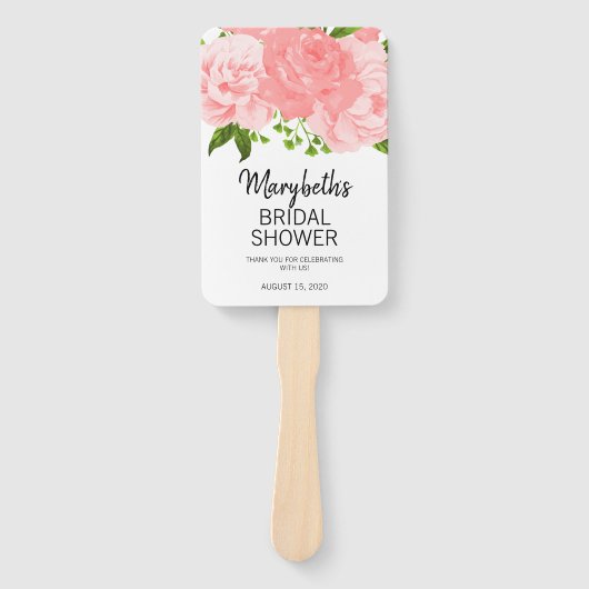 Koraal Waterverf Floral Vrijgezellenfeest Hand Fan Handwaaier (Voorkant)