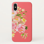Koraal waterverf florale peony garden iPhone case (Achterkant)