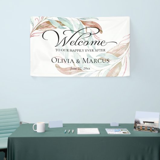 Koraal Waterverf Foliage Weddenschap Welkomstteken Spandoek (Beurs)