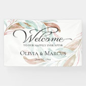 Koraal Waterverf Foliage Weddenschap Welkomstteken Spandoek (Horizontaal)