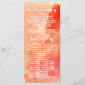 Koraal waterverf, gouden confetti bruiloft program programmakaart (Achterkant)