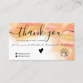 Koraal waterverf gouden glitter logo orde dank u visitekaartje (Voorkant)