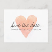 Koraal waterverf hart save the date briefkaarten (Voorkant)