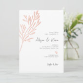 Koraal Waterverf Invitation · Modern Beach Wedding Kaart (Staand voorkant)