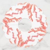 Koraal waterverf kunst oceaan bruiloft wijnglaslabel (Achterkant)