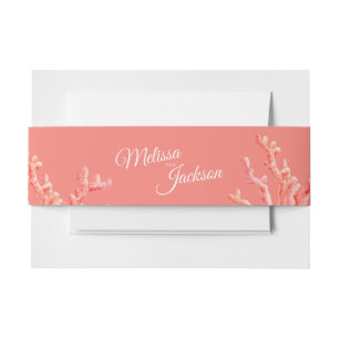 Koraal waterverf kunst schilderen aangepaste bruil uitnodigingen wikkel