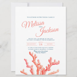 Koraal waterverf kunst schilderij marineblauw brui kaart