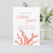 Koraal waterverf kunst sinaasappel blauw oceaan br RSVP kaartje (Staand voorkant)