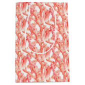 Koraal waterverf kunst sinaasappel en wit medium cadeauzakje (Voorkant)