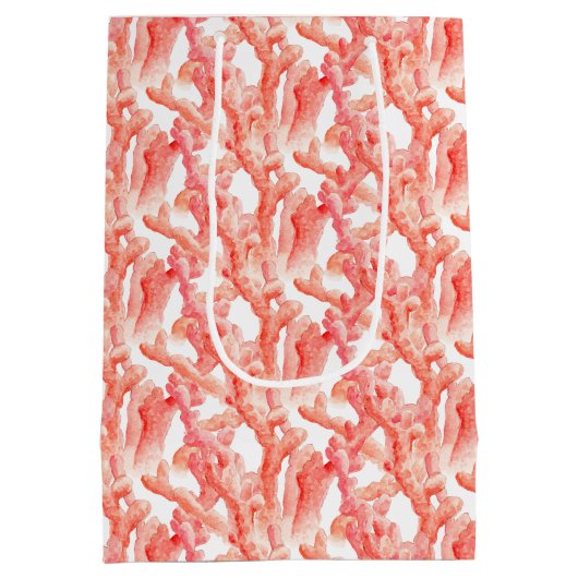 Koraal waterverf kunst sinaasappel en wit medium cadeauzakje (Achterkant)