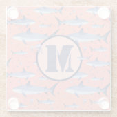 Koraal Waterverf Monogram Shark Jellyfish Patroon Glazen Onderzetter (Achterkant)