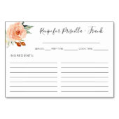 Koraal Waterverf Pioen Bruiloft Douche Recept Kaar Kaart (Voorkant)