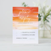 Koraal Waterverf Romantisch Bruiloft Antwoord Kaar (Staand voorkant)